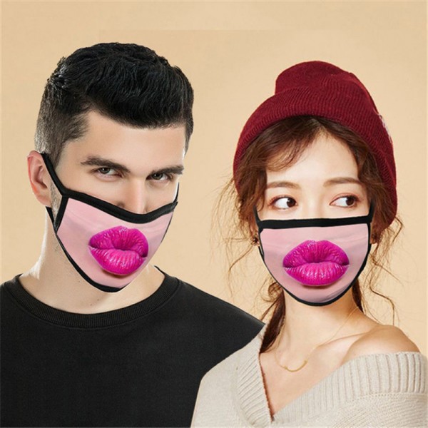 2pcs Sexy Lips Pattern Cotton Reusable Face Masks For Unisex Dust Proof Fashion Sexy Lovers 2492